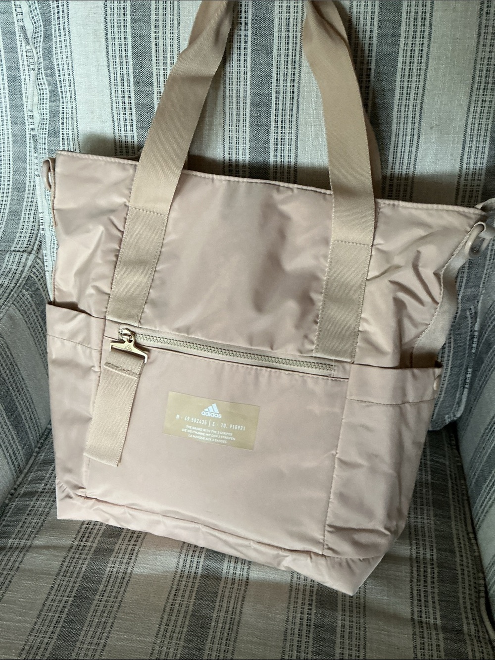 adidas Rose Blush Tote Bag with Front Zip Pocket - Picture 3 of 6